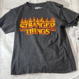 Netflix Stranger Things Gray and Yellow Flame Tee
